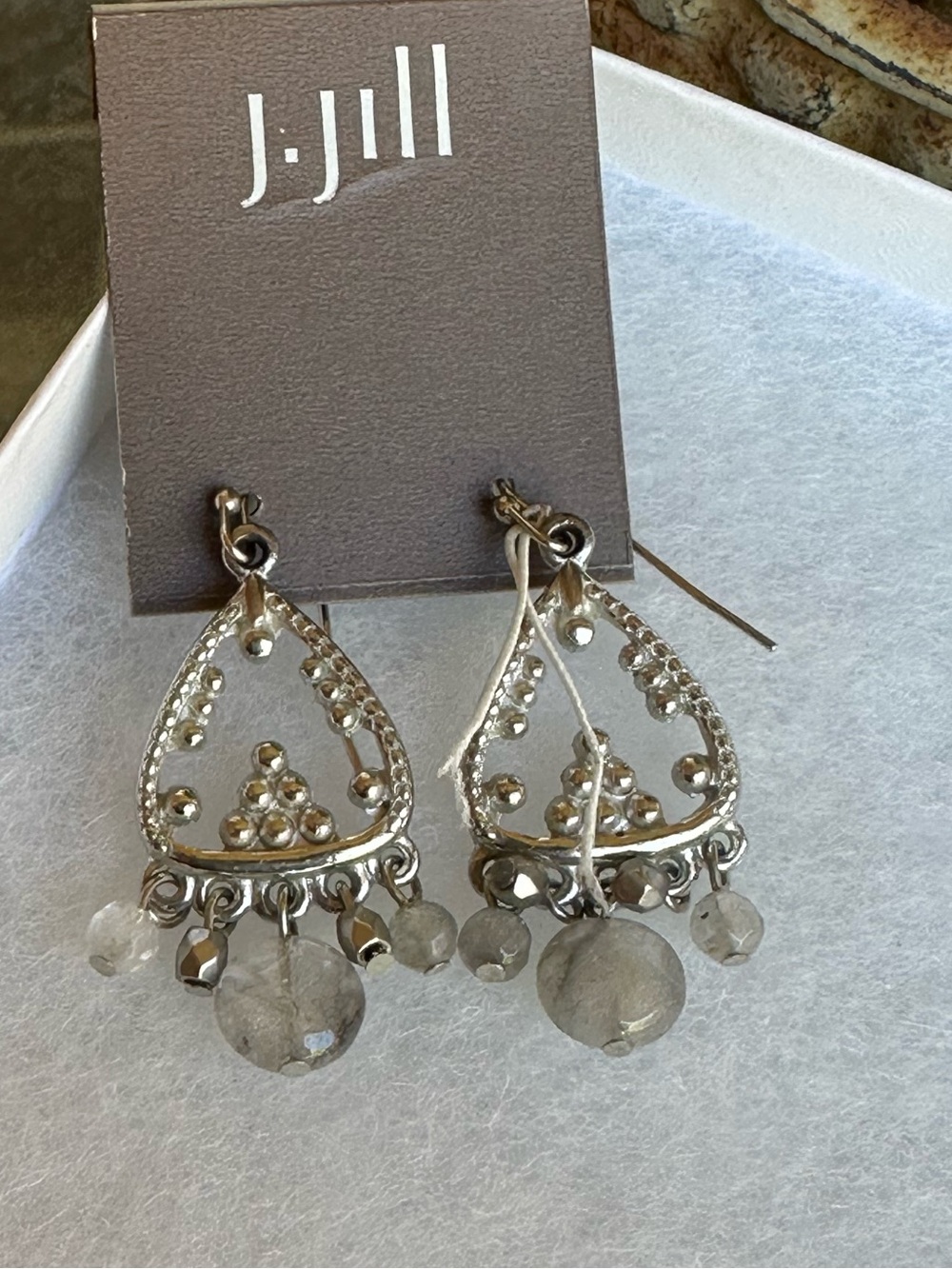 J. Jill silver-toned filigree chandelier earrings